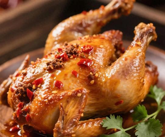 醃製完成的香辣窯雞
